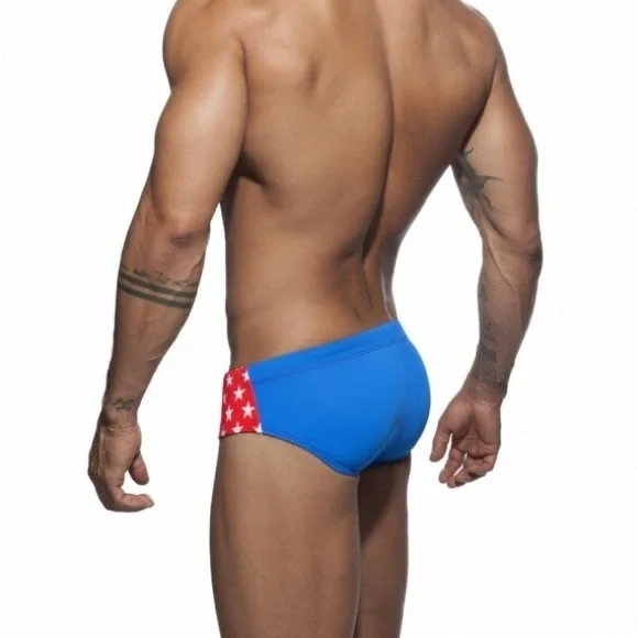 Mens Quick-drying Stars-n-Strip Print Bathing Suit - Picture 3 of 4